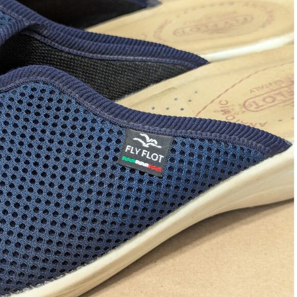 Fly Flot Navy Blue Mesh Comfort Sandals Slip On Mules Open Toe Cushioned SHoes - Picture 7 of 7